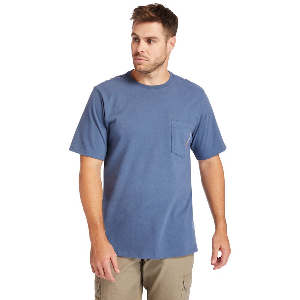 Camisetas Timberland Hombre Pro® Big & Tall Base Plate Short-Sleeve Azules - Chile OHA-127563